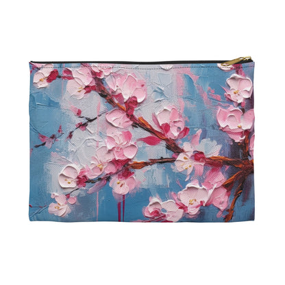 Accessory Pouch with Abstract Cherry Blossom Drawing: Embrace the Serenity