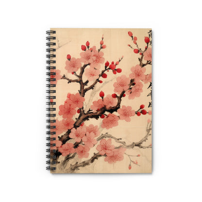 Floral Fusion: Spiral Notebook Merging Cherry Blossom Beauty and Artistic Flower Drawings