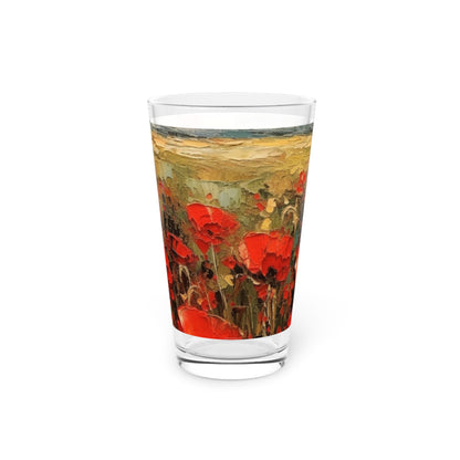 Abstract Poppy Fields: Pint Glass for Artistic Inspiration