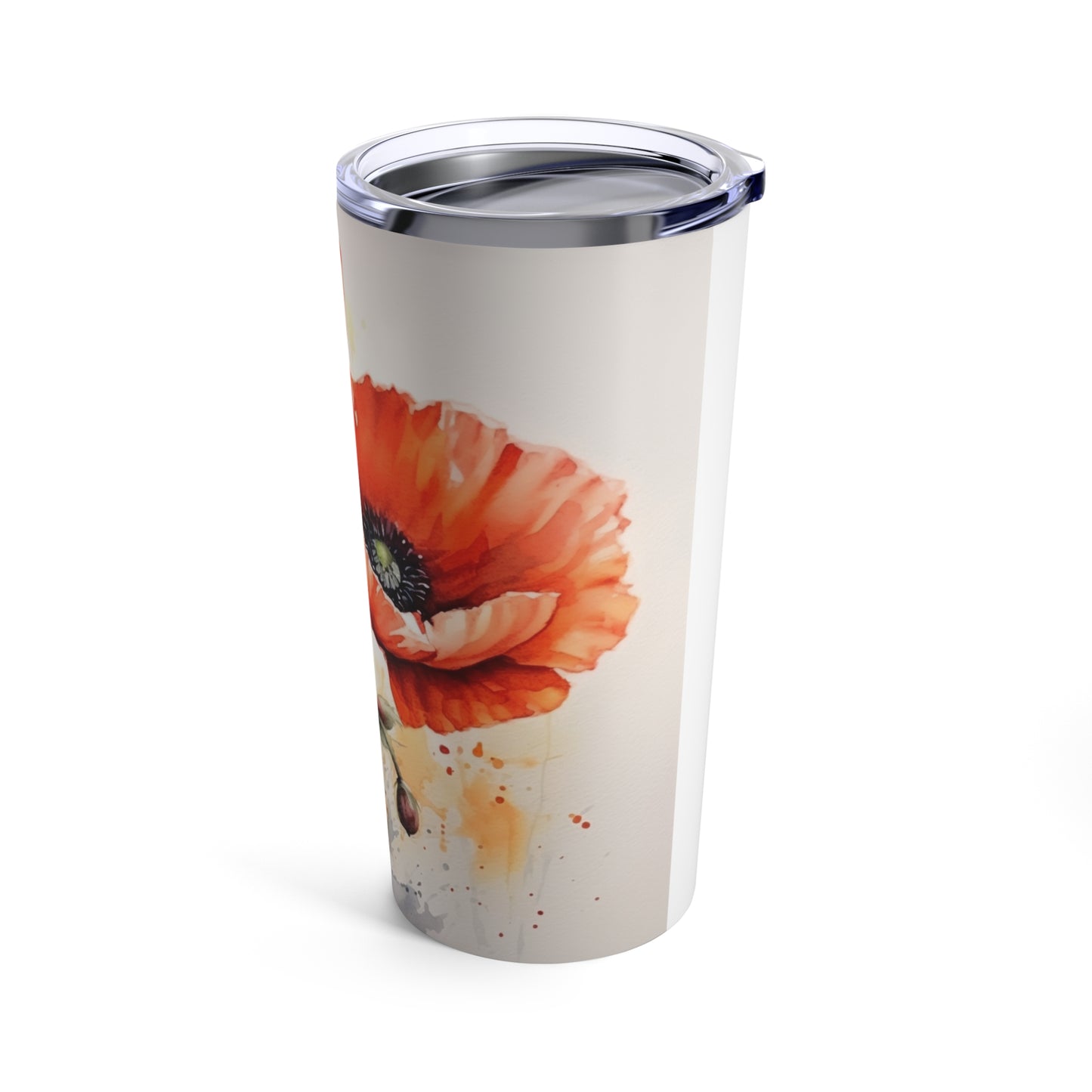 Whimsical Poppy Flower Watercolor Tumbler: An Artistic Delight for Your Sips