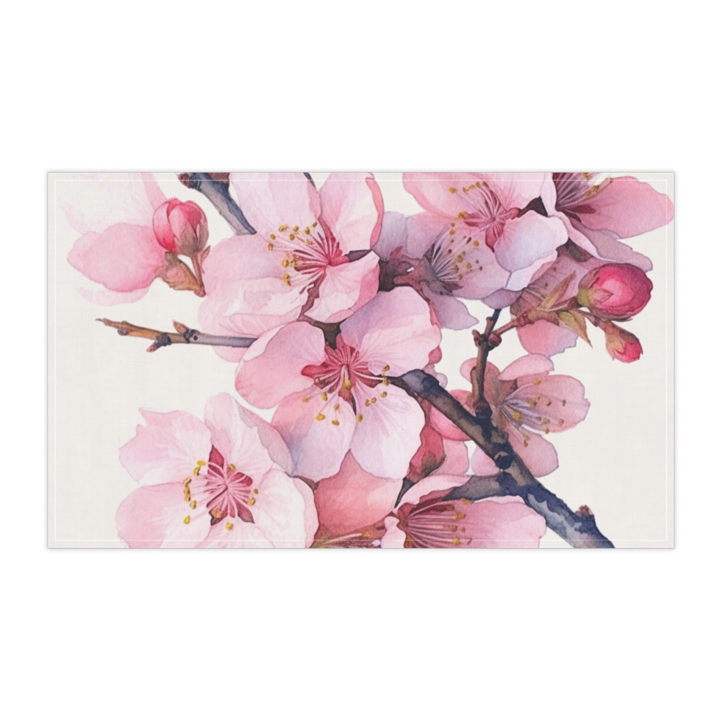 Whimsical Delight: Watercolor Cherry Blossom Tree Kitchen Towel