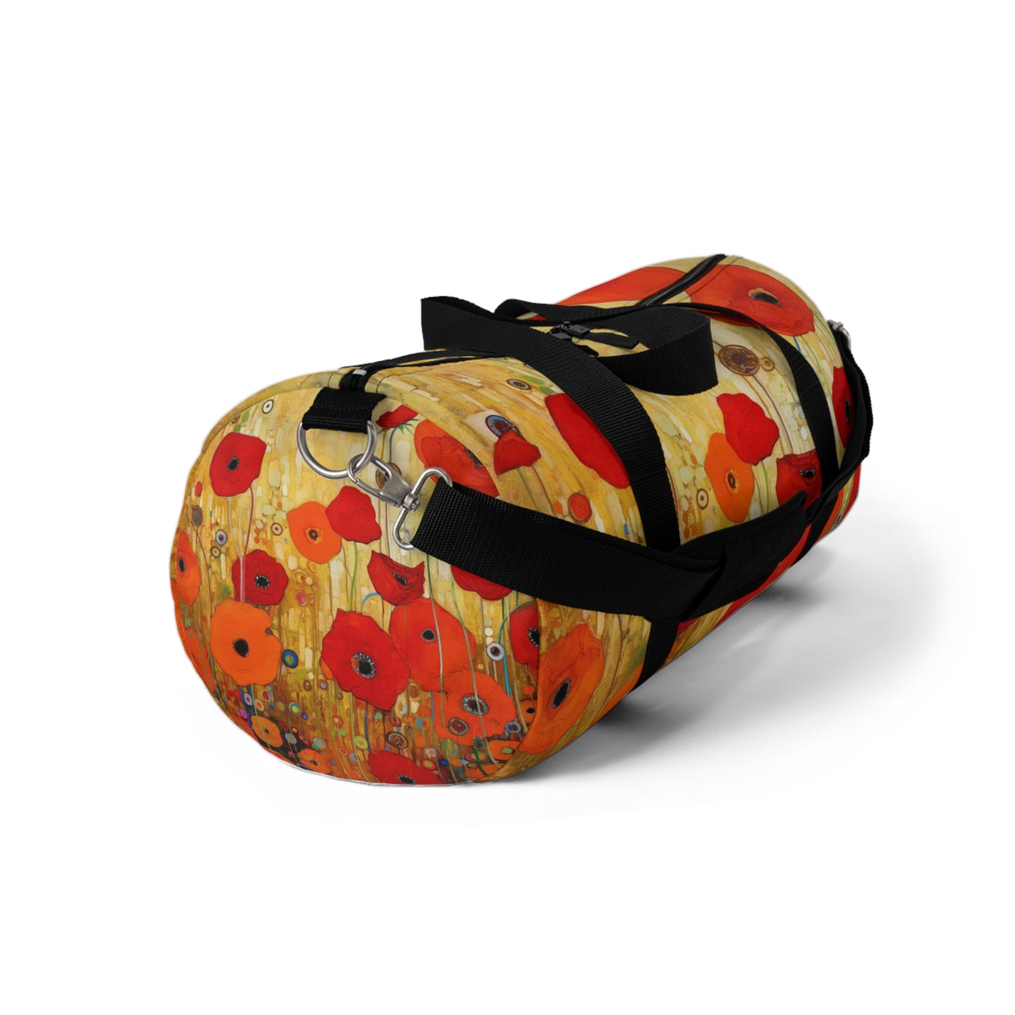 Floral Symphony: Duffel Bag showcasing Gustav Klimt's Poppies in Art Nouveau