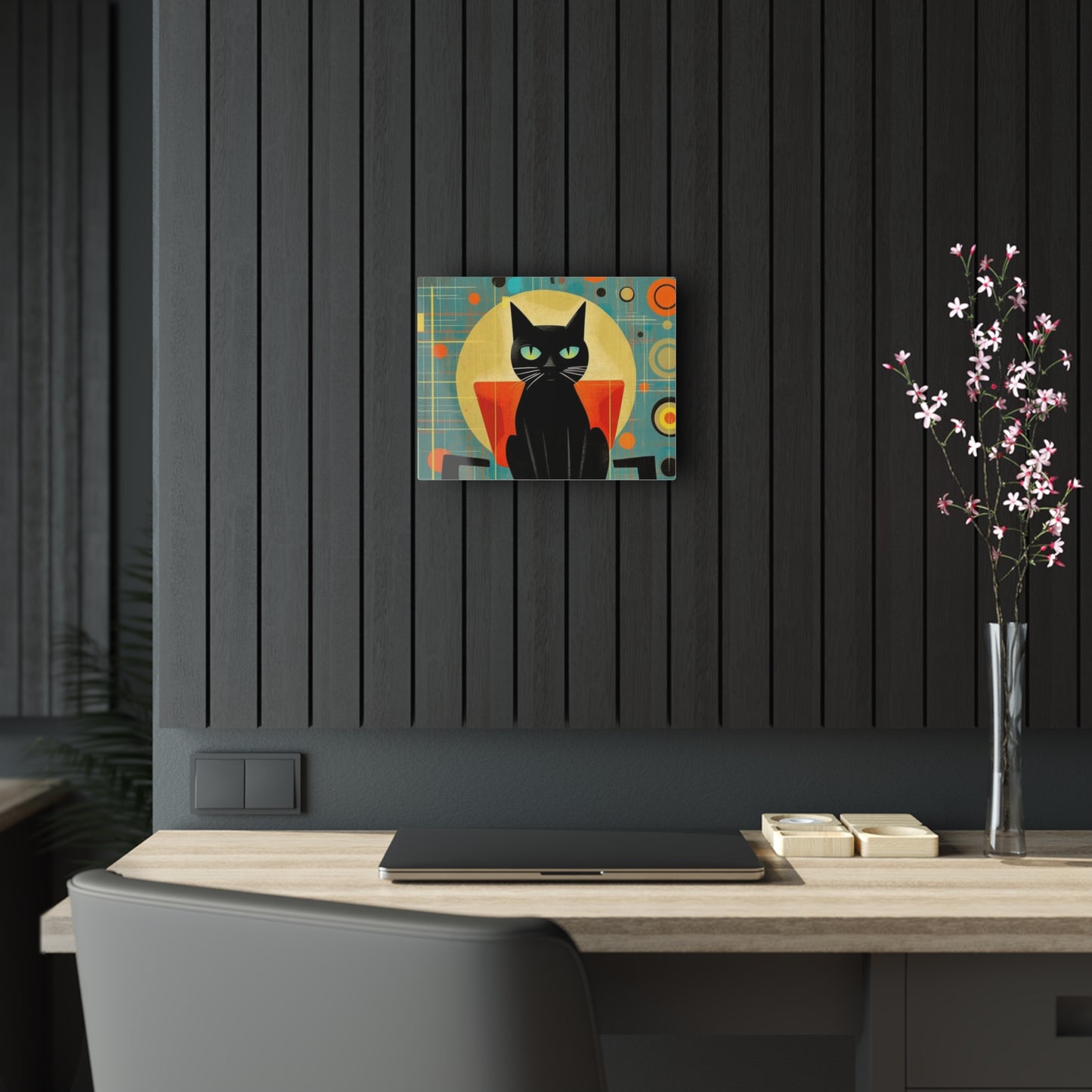 Abstract Cat Expressions: Modern Art-Inspired Midcentury Modern Acrylic Prints with Timeless Atomic Age Design