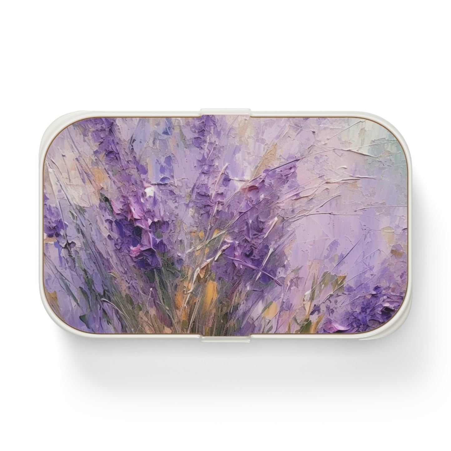 Lavender Elegance: Bento Box with Delicate Flower Drawings