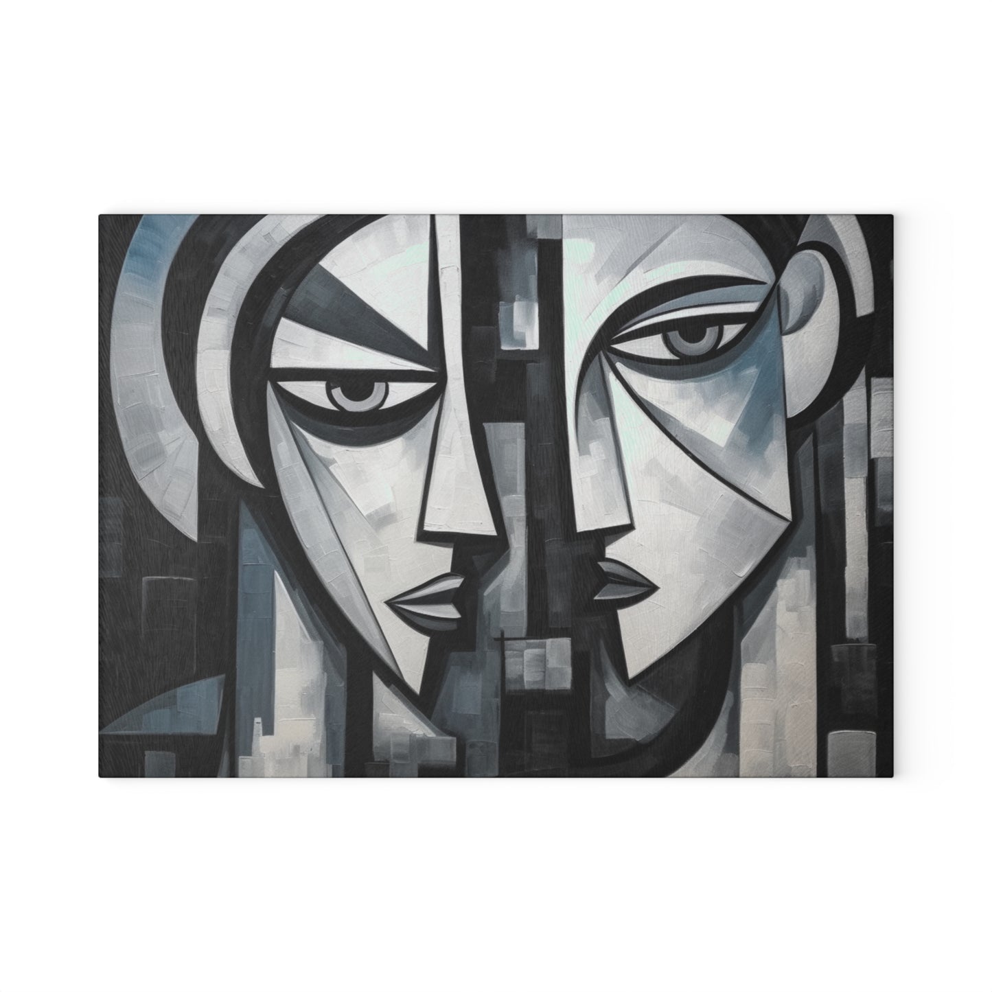 Cubist Paintings Glass Cutting Board: Captivating Brush Strokes