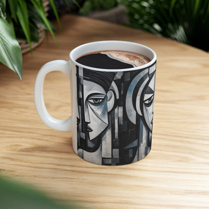 Cubist Paintings Ceramic Mug: Captivating Brush Strokes