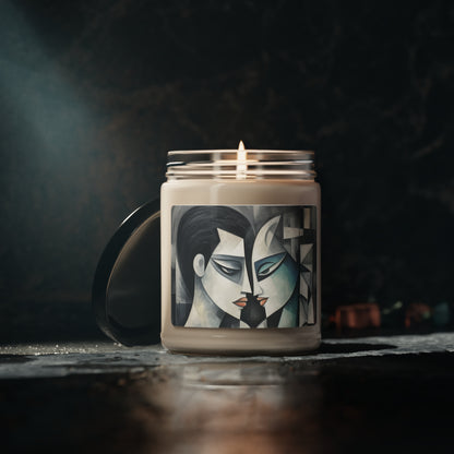 Scented Soy Candle with Cubist Art Finesse and Abstract Flair