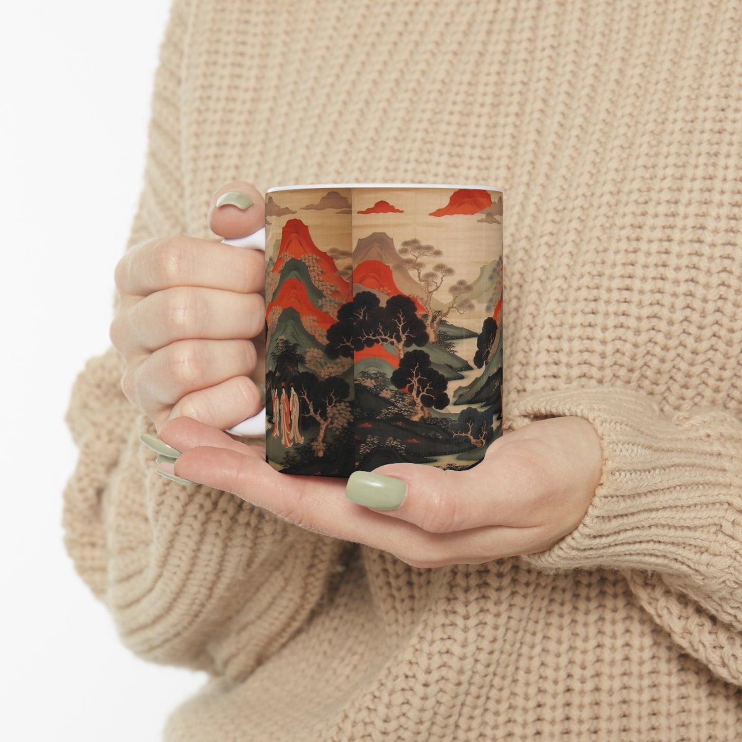 Ceramic Mug: Custom Japanese Tapestry - Infuse Your Coffee Break with Unique Artistic Expression