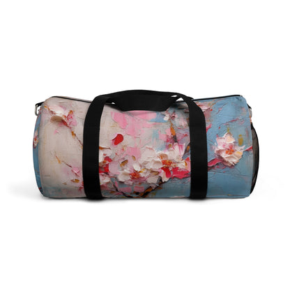 Abstract Backgrounds Duffel Bag: Tranquil Hues and Cherry Blossom Charm