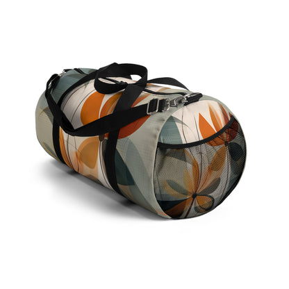 Botanical Chic: Flower Drawings and Minimalist Duffel Bag Design with Midcentury Flair