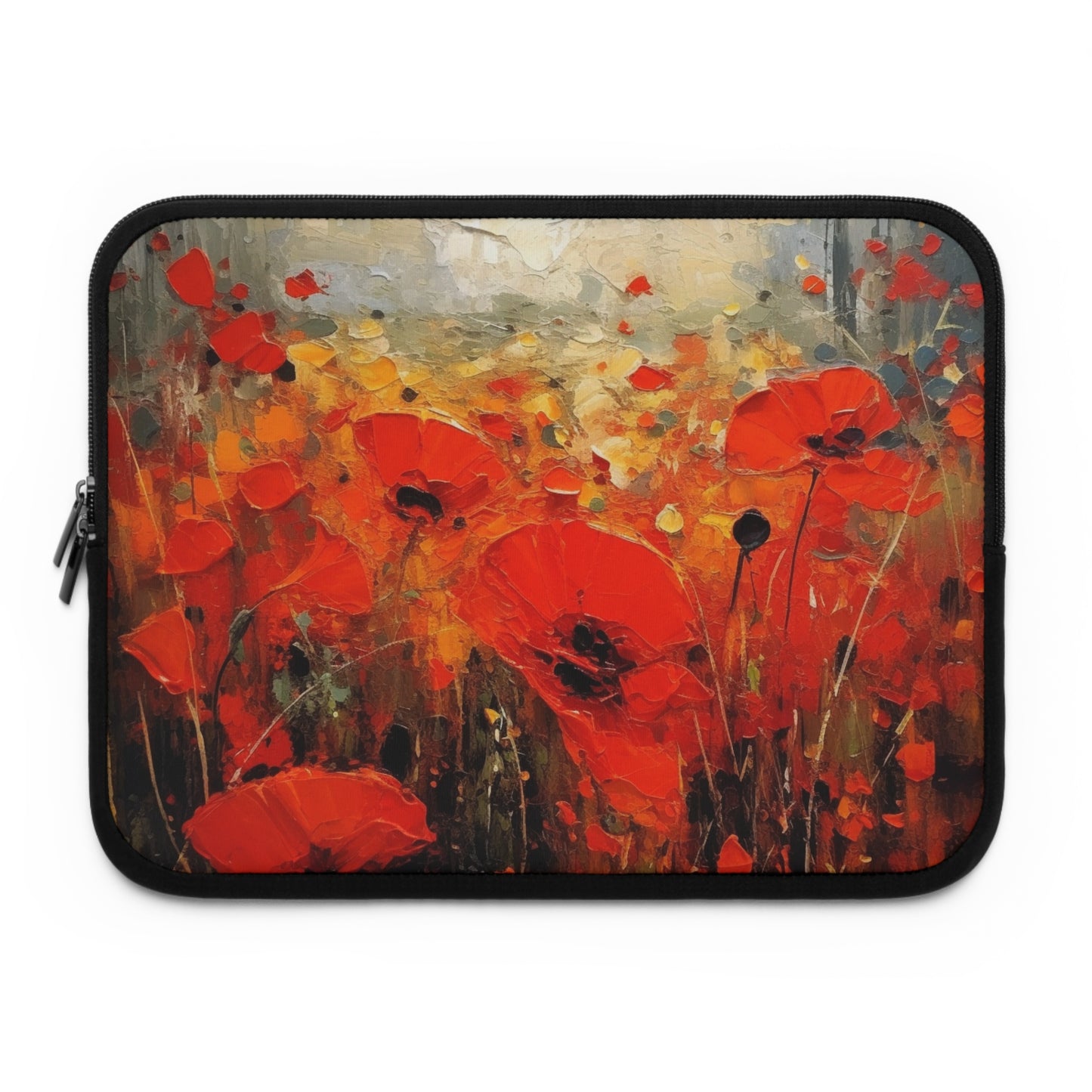 Whimsical Poppy Art on Laptop Sleeve