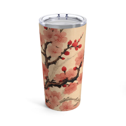 Floral Fusion: Tumbler Merging Cherry Blossom Beauty and Artistic Flower Drawings