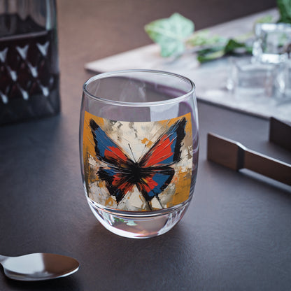 Bauhaus-Inspired Butterfly Wings: Whiskey Glass for Abstract Art Enthusiasts