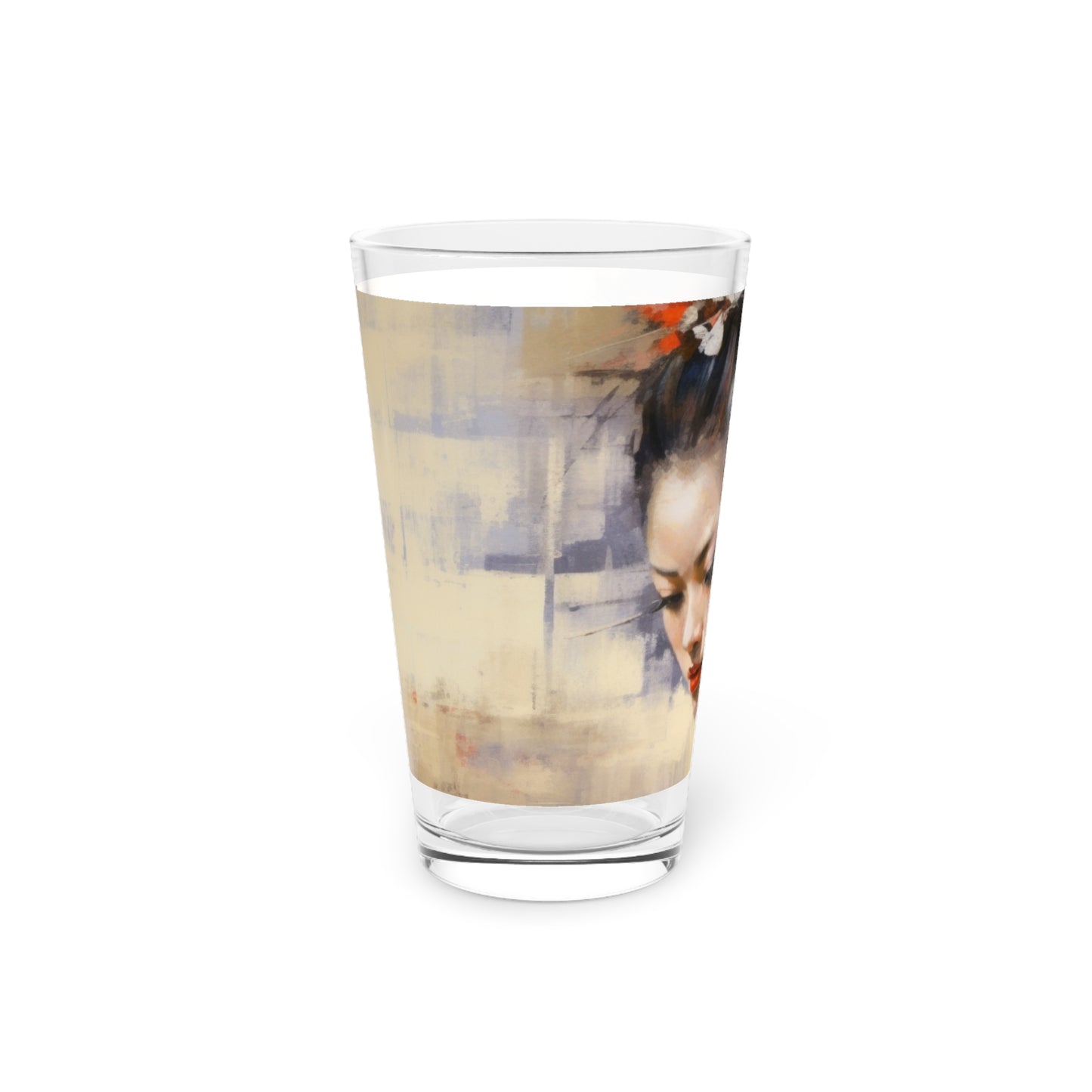 Japanese-Inspired Abstract Oil Painting Pint Glass : Celebrating Geisha Beauty