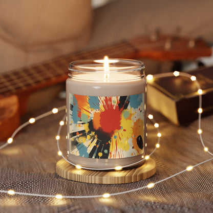 Silkscreen Serenade: Colorful Patchwork Scented Soy Candle