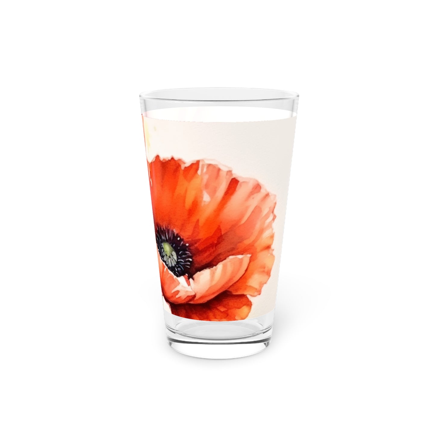 Whimsical Poppy Flower Watercolor Pint Glass: An Artistic Delight