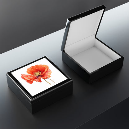 Whimsical Poppy Flower Watercolor Jewelry Box: An Artistic Delight