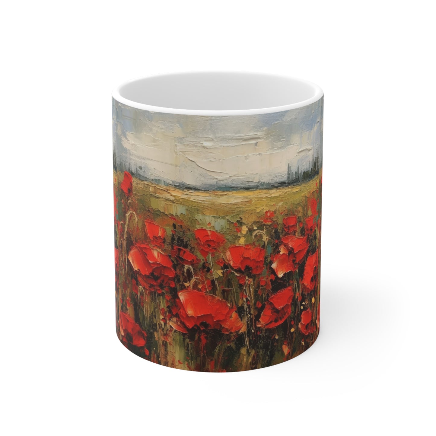 Abstract Poppy Fields: Ceramic Mug for Artistic Inspiration