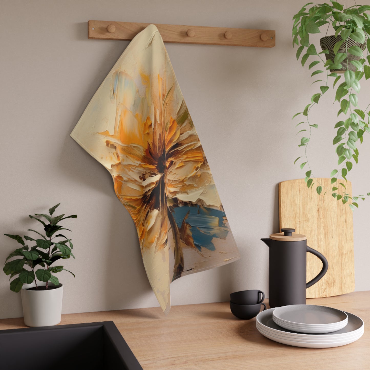 A Brush of Nature's Elegance: Kitchen Towel for Artistic Flower Lovers