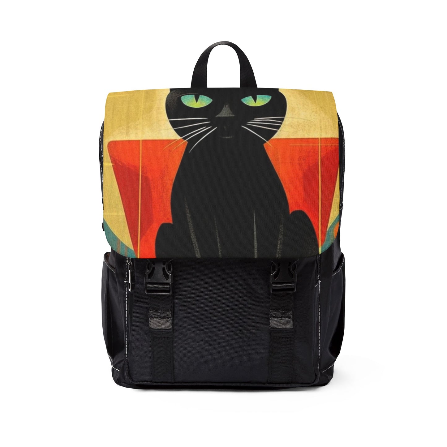 Abstract Cat Expressions: Modern Art-Inspired Midcentury Modern Unisex Casual Shoulder Backpack with Timeless Atomic Age Design