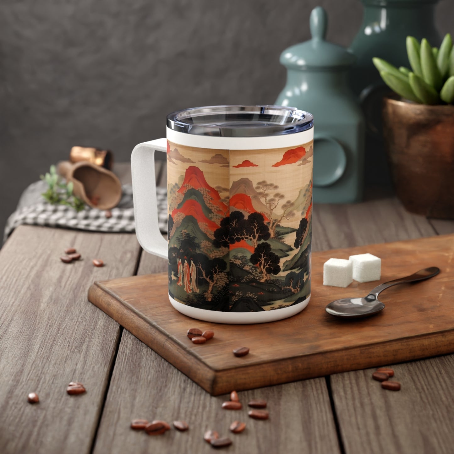 Customize Your Artistic Experience: Japanese Tapestry Insulated Coffee Mug