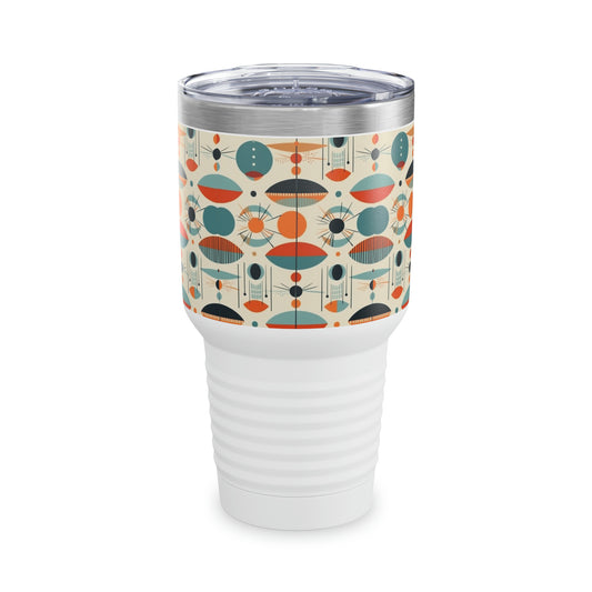 Artful Fusion: Vintage Fashion-inspired Ringneck Tumbler with Midcentury Modern Design