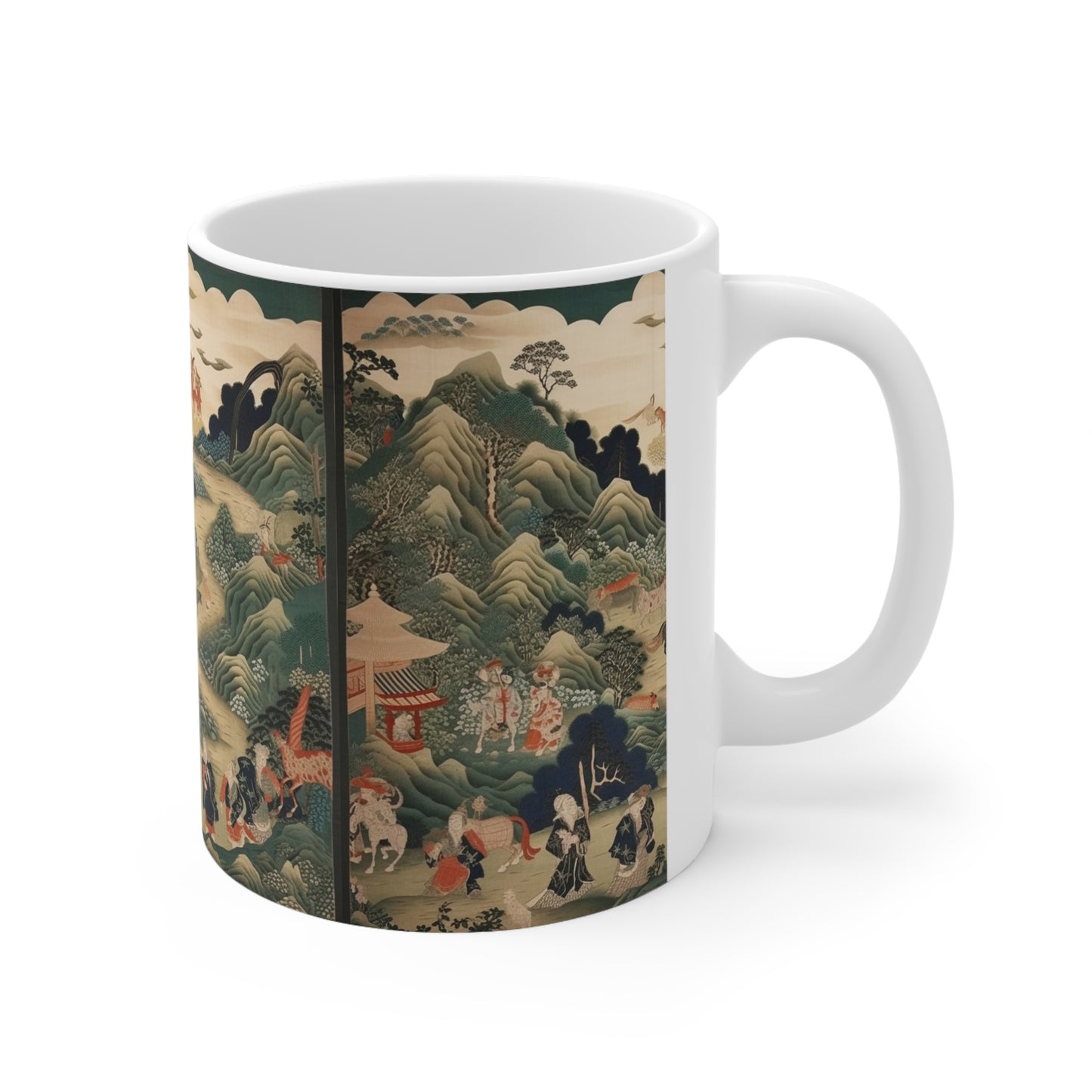 Ceramic Mug: Japanese Tapestry Delight - Experience the Essence of Traditional Japanese Art in Your Hands