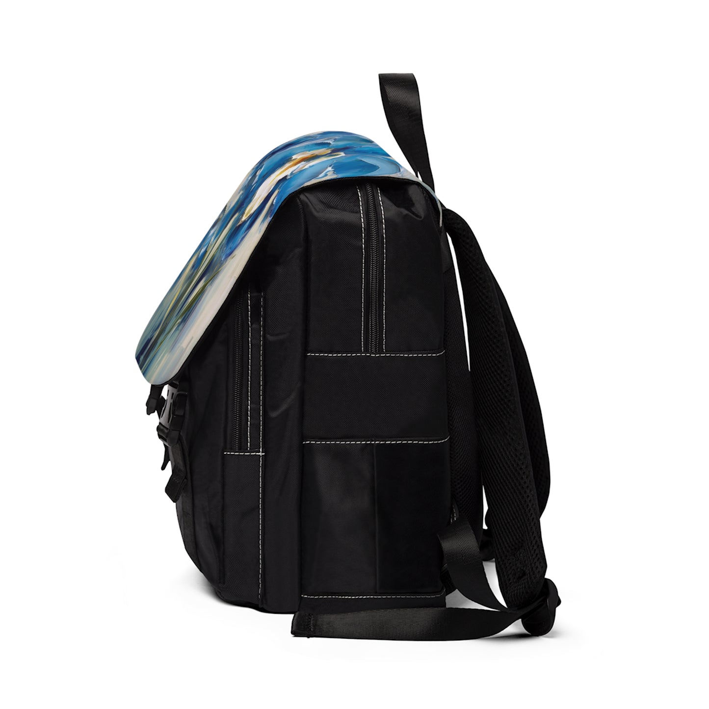 Embrace Artistic Expression with Blue Orchid Abstract Painting Unisex Casual Shoulder Backpack
