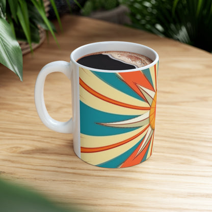 Midcentury Delight: Modern Abstract Art Mug with Starburst Candy Colored Accents for the Perfect Coffee Experience