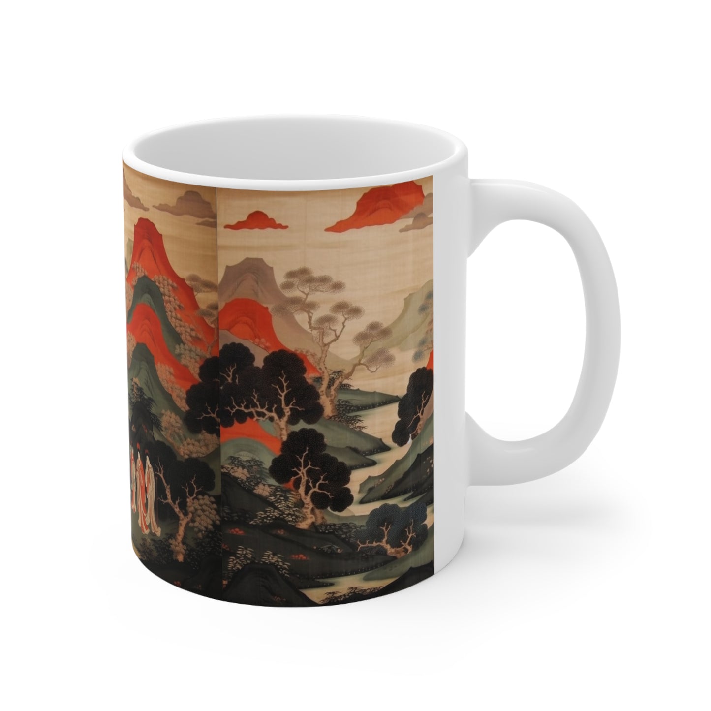 Ceramic Mug: Custom Japanese Tapestry - Infuse Your Coffee Break with Unique Artistic Expression