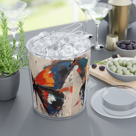 Butterfly Dreams on Ice Bucket with Tongs: Embrace the Beauty of Bauhaus Art
