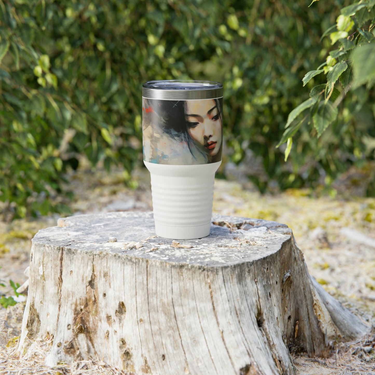 Sip in Style: Ringneck Tumbler with Geisha Art, Embrace the Japanese Artistic Flair in Every Refreshing Drink