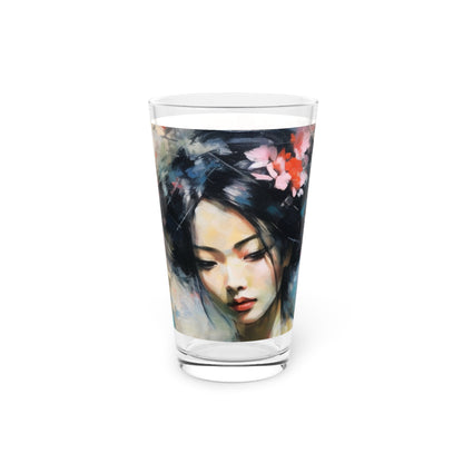 Pint Glass with Geisha Art: Sip in Style with Japanese Artistic Flair