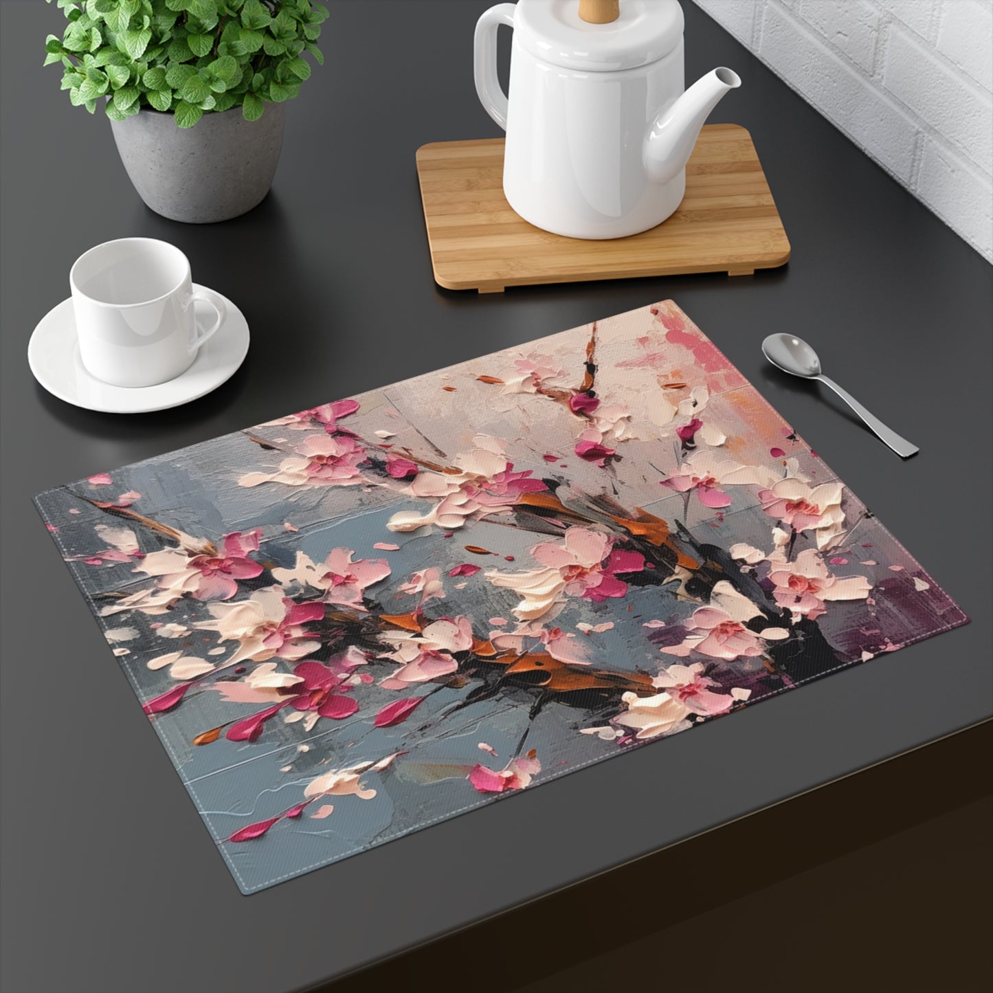 Abstract Wallpaper Placemat: Blossoming Beauty with Cherry Blossom Motif