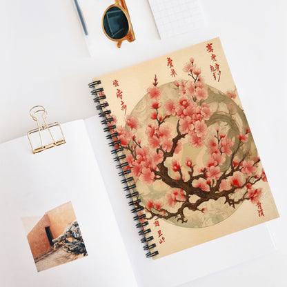 Whimsical Blossom Dreams: Spiral Notebook with Delightful Flower Drawings and Cherry Blossoms