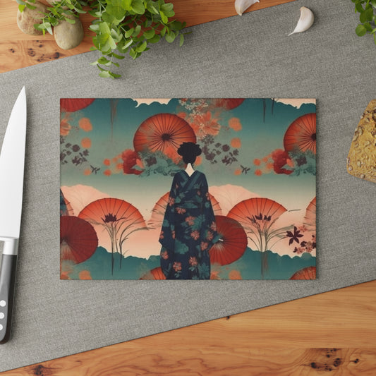 Fashionable Kimono-Inspired Glass Cutting Board: Unleash Your Style