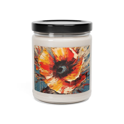 Poppy Symphony: Scented Soy Candlewith Abstract Floral Artwork