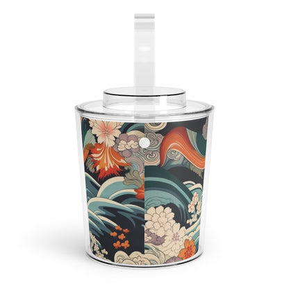 Elegant Kimono Ice Bucket with Tongs: Embrace Japanese Artistry