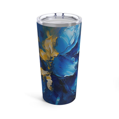 Abstract Wallpaper Tumbler: Immersive Floral Beauty with Blue Orchid Motif