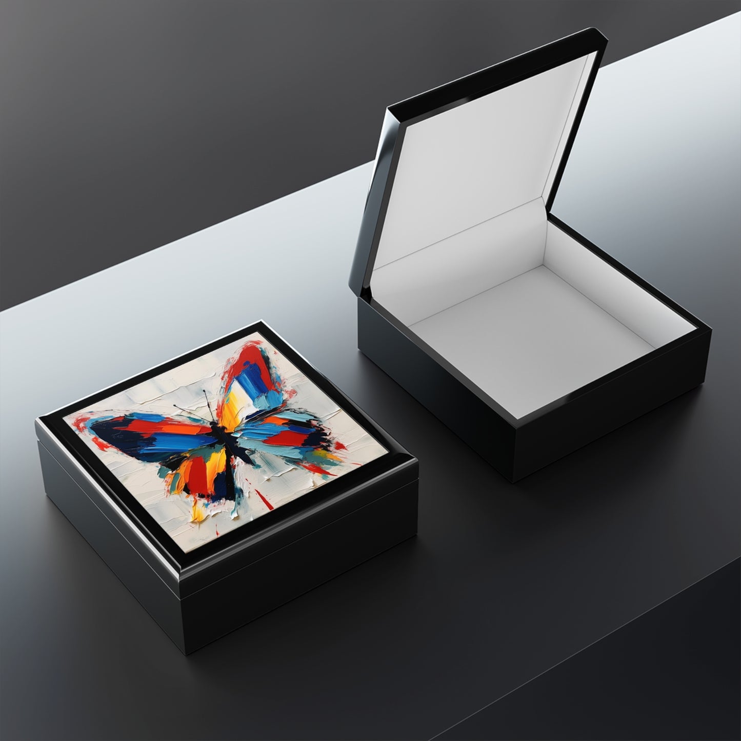 Abstract Jewelry Box for Art Lovers: Butterfly-Inspired Delight