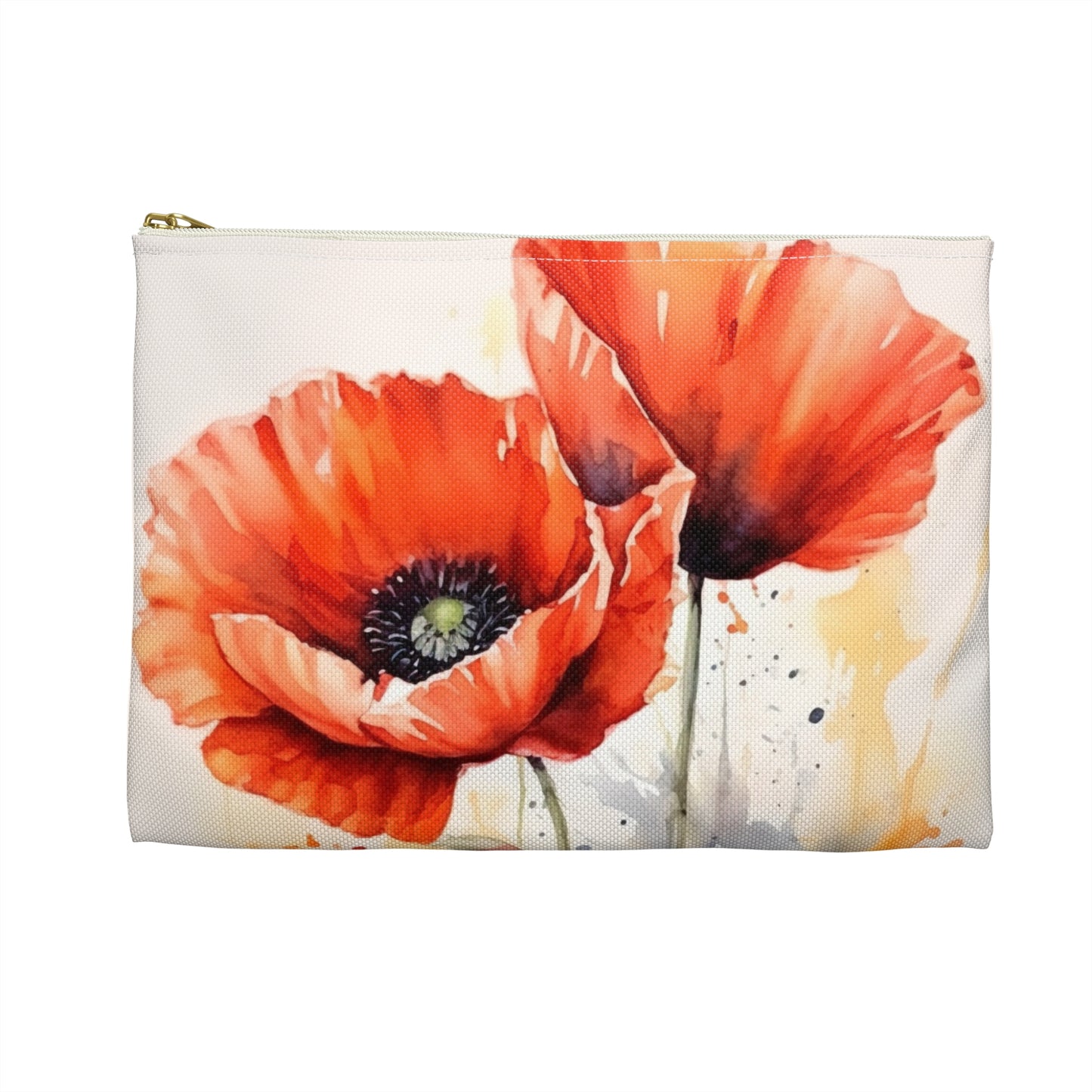 Whimsical Poppy Flower Watercolor Accessory Pouch: An Artistic Delight