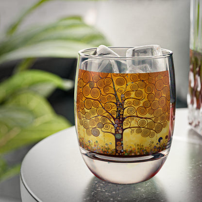 Symbolic Harmony: Gustav Klimt Tree of Life Whiskey Glass, Embrace Artistic Elegance