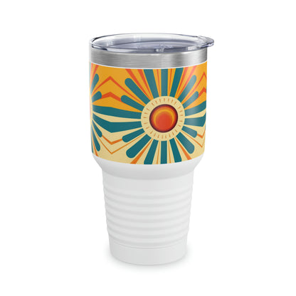 Midcentury Sunburst: Ringneck Tumbler with Radiant Sunbeam Design