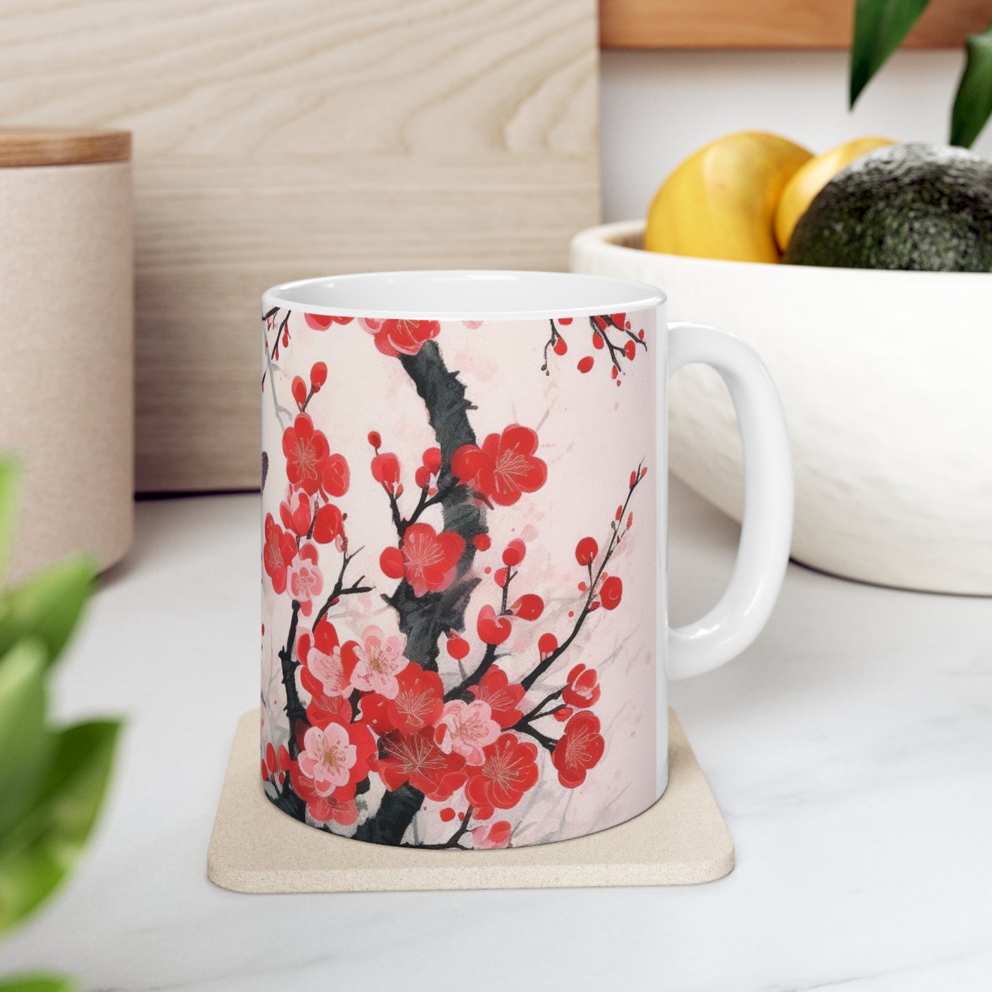 Blossoming Serenity: Ceramic Mug Capturing the Essence of Cherry Blossoms