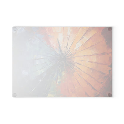 Abstract Art Glass Cutting Board: Japanese Umbrella, A Reflection of Creativity