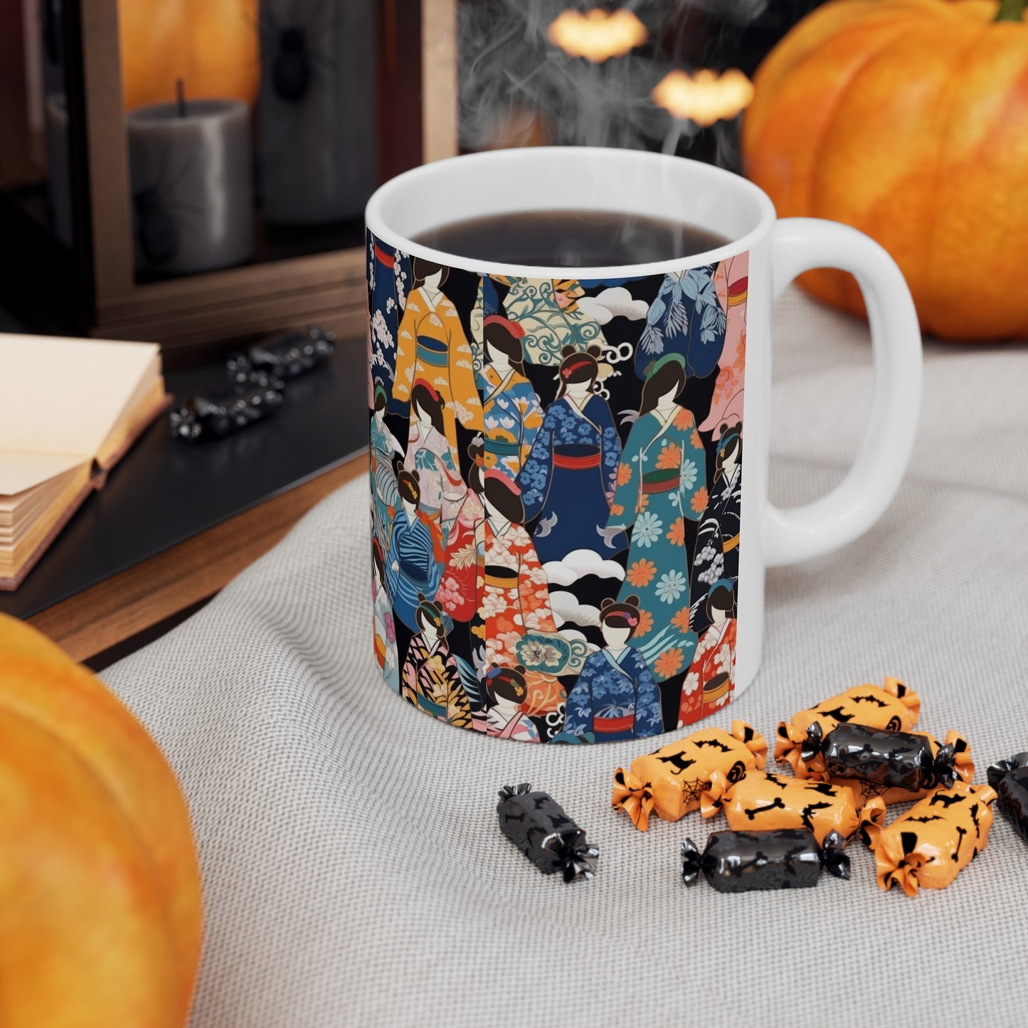 Ceramic Mug: Kimono Dreams - Embrace Japanese Artistry with Every Sip