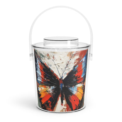 Ice Bucket with Tongs with Bauhaus-Inspired Butterfly Drawing: A Harmonious Blend of Art and Functionality