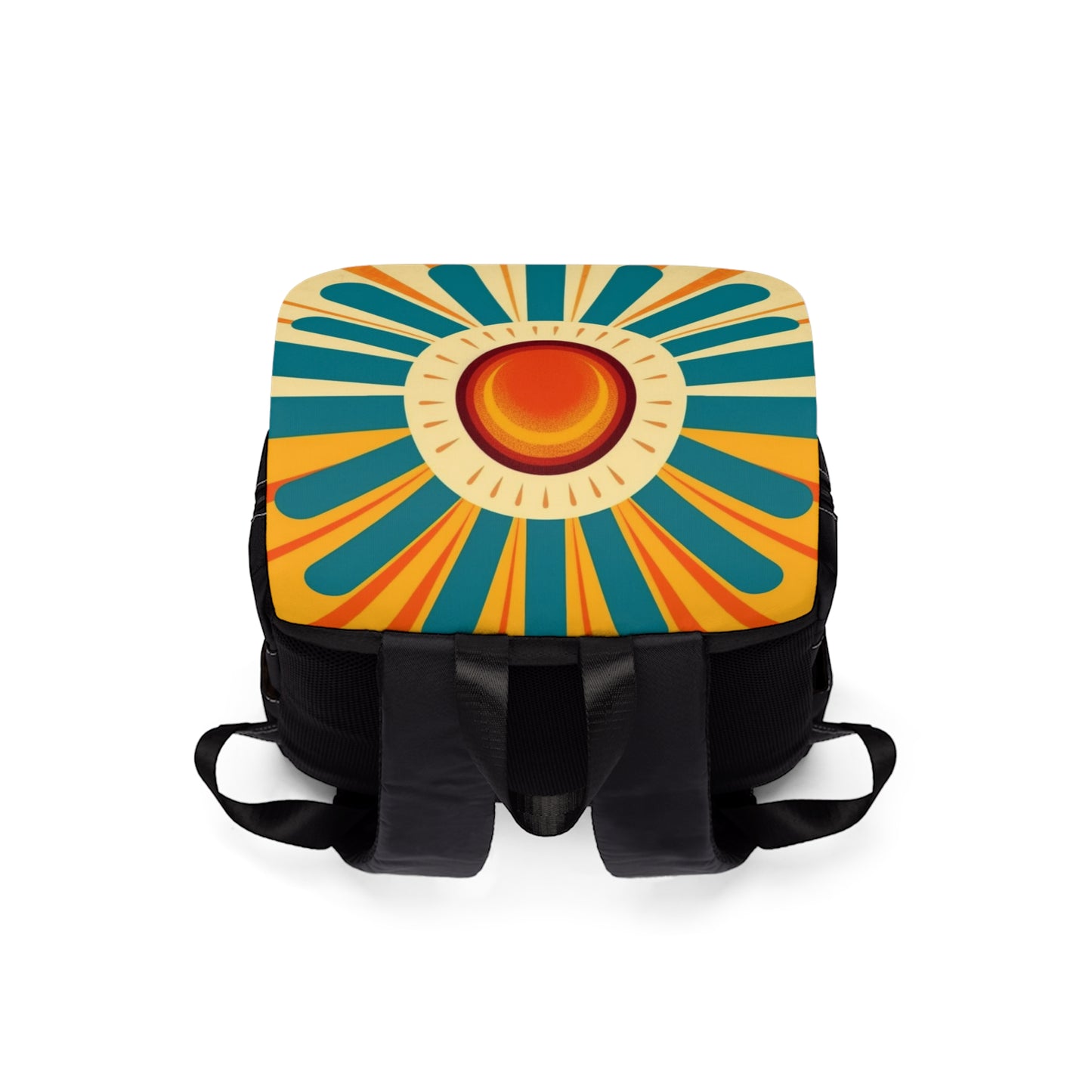 Atomic Age Sunshine: Midcentury Modern Sun Unisex Casual Shoulder Backpack