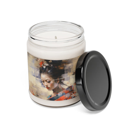 Japanese-Inspired Abstract Oil Painting Scented Soy Candle: Celebrating Geisha Beauty