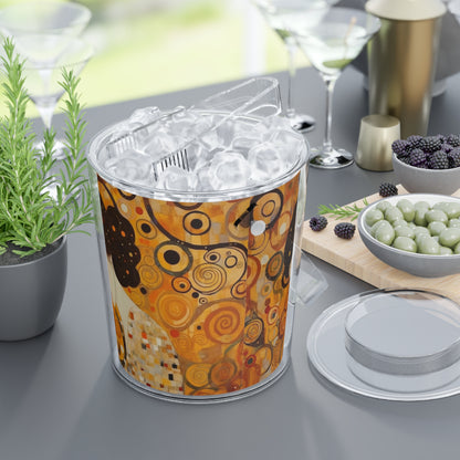 Gustav Klimt Inspired Ice Bucket with Tongs: A Tribute to the Iconic Art of the Vienna Secession